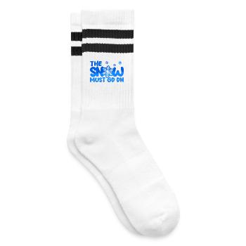 Schnee Statement Wintersport Schifahren Winter - Gestreifte Tennissocken - Weiß/Schwarz - Rechts