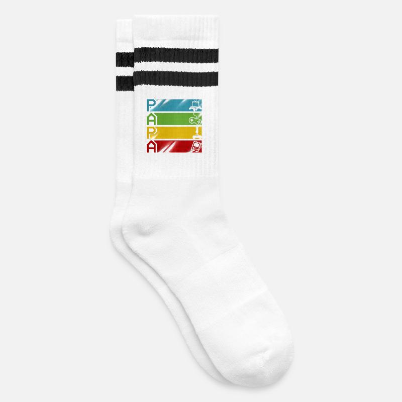 Retro Gamers Pixel Multicolor - Striped tennis socks - white/black
