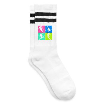 Biathlon Schispringen Wintersport Skiurlaub Schnee - Gestreifte Tennissocken - Weiß/Schwarz - Rechts