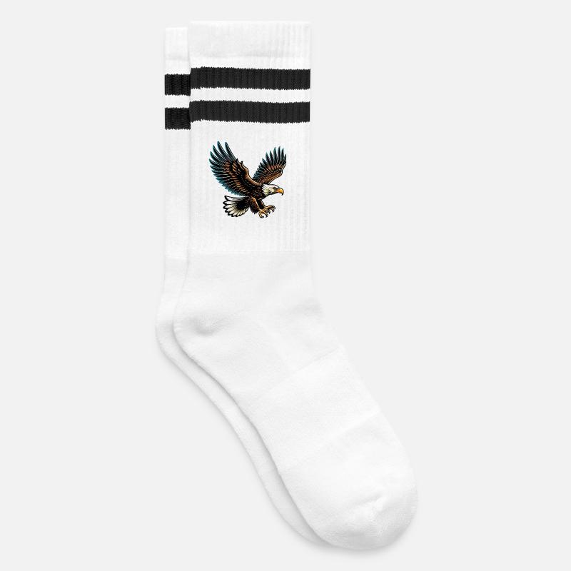 Adler - Gestreifte Tennissocken - Weiß/Schwarz