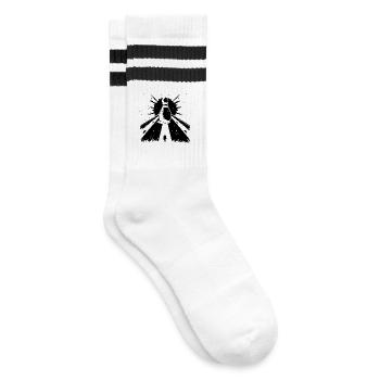 Bowling Pin Grafik - Gestreifte Tennissocken - Weiß/Schwarz - Rechts