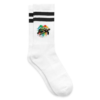 Turtle - Striped tennis socks - white/black - Right