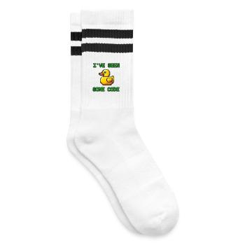 Pixel Duck I’ve Seen Some Code - Striped tennis socks - white/black - Right