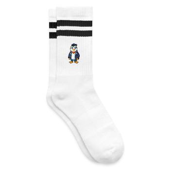 Pinguin Lustige Cartoon Kawaii Jacke Sonnenbrille - Gestreifte Tennissocken - Weiß/Schwarz - Rechts
