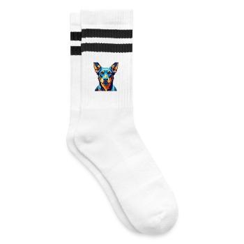 Chien de chasse crétois Race Dessin animé coloré Kawaii - Chaussettes de tennis - blanc/noir - Droite