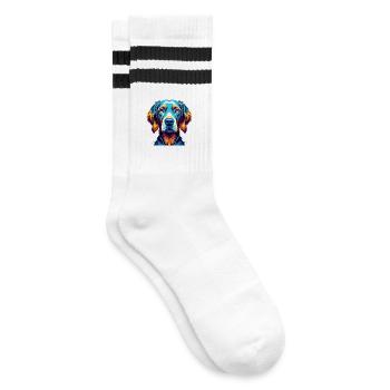 Vizsla Hunderasse Bunte Karikatur Kawaii - Gestreifte Tennissocken - Weiß/Schwarz - Rechts