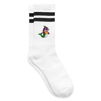 Orca drôle Kawaii dessin animé Personnage Clipart - Chaussettes de tennis - blanc/noir - Droite