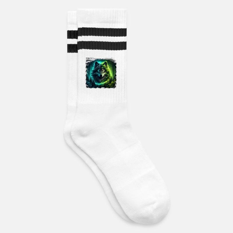 Wolf - Gestreifte Tennissocken - Weiß/Schwarz