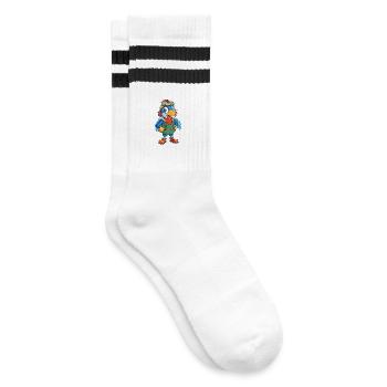 Weber Vogel Niedliche Zeichentrickfigur Kawaii Clipart - Gestreifte Tennissocken - Weiß/Schwarz - Rechts