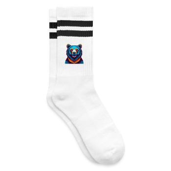 Bear Colorful Kawaii Cartoon Character Clipart - Striped tennis socks - white/black - Right