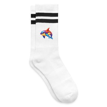 Orca coloré Kawaii Dessin animé Personnage Clipart - Chaussettes de tennis - blanc/noir - Droite