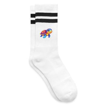 Turtle Colorful Kawaii Cartoon Character Clipart - Striped tennis socks - white/black - Right