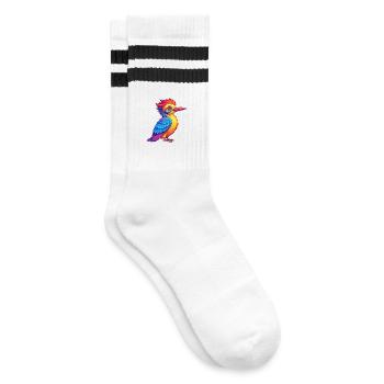 Woodpecker Colorful Kawaii Cartoon Character - Striped tennis socks - white/black - Right