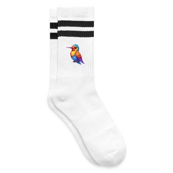 colibri coloré kawaii dessin animé personnage oiseau - Chaussettes de tennis - blanc/noir - Droite