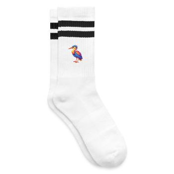 Reiher Bunte Kawaii Cartoon Figur Vogel - Gestreifte Tennissocken - Weiß/Schwarz - Rechts