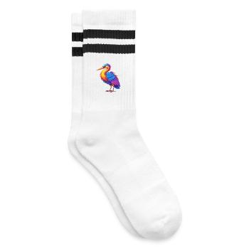 Reiher Bunte Kawaii Cartoon Figur Vogel - Gestreifte Tennissocken - Weiß/Schwarz - Rechts