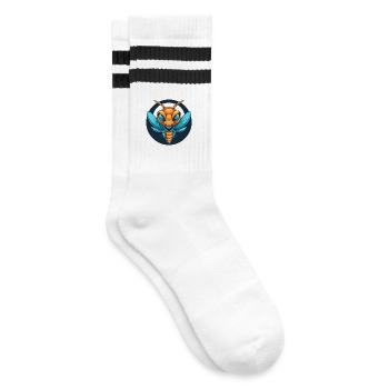 Libelle Niedliches Kawaii Cartoon Tier Haustier Logo - Gestreifte Tennissocken - Weiß/Schwarz - Rechts
