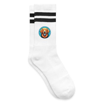 Golden Retriever Chien Mignon Kawaii Dessin Animé Logo De Compagnie - Chaussettes de tennis - blanc/noir - Droite
