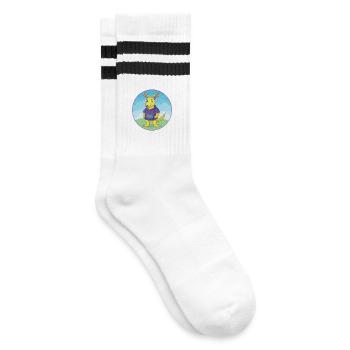 Aardvark Cute Kawaii Cartoon Clipart Animal Pet - Striped tennis socks - white/black - Right