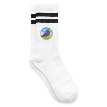 Krähe Niedlich Kawaii Cartoon Clipart Tier Haustier - Gestreifte Tennissocken - Weiß/Schwarz - Rechts