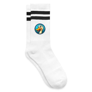 Gans Bunte Kawaii Cartoon Figur Clipart - Gestreifte Tennissocken - Weiß/Schwarz - Rechts