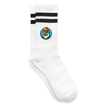 Spatz Bunte Kawaii Cartoon Figur Clipart - Gestreifte Tennissocken - Weiß/Schwarz - Rechts
