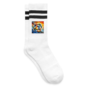 Symbol 5 - Striped tennis socks - white/black - Right
