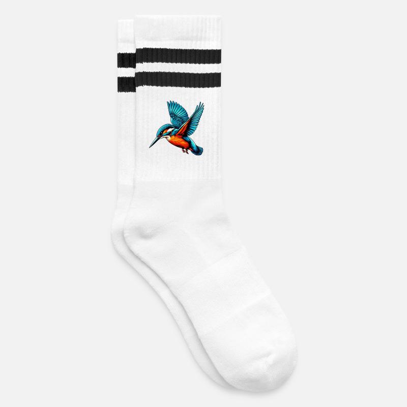 Eisvogel - Gestreifte Tennissocken - Weiß/Schwarz