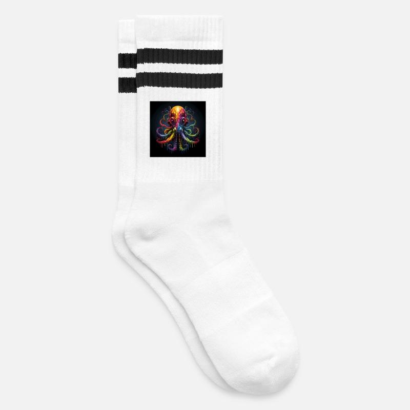Pieuvre Octopus Fantasy Eau de mer colorée - Chaussettes de tennis - blanc/noir