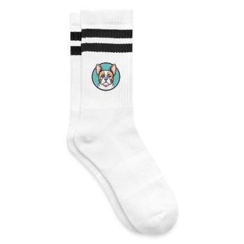 Chien Français Blanc Et Orange Hunderasse Karikatur - Gestreifte Tennissocken - Weiß/Schwarz - Rechts