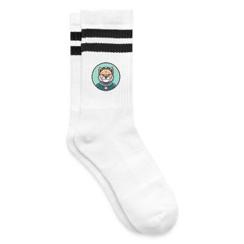 Chinesische kaiserliche Hunderasse Karikatur Kawaii Clipart - Gestreifte Tennissocken - Weiß/Schwarz - Rechts