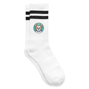 Grand Anglo Français Blanc et Orange Hunderasse Haustier - Gestreifte Tennissocken - Weiß/Schwarz - Rechts