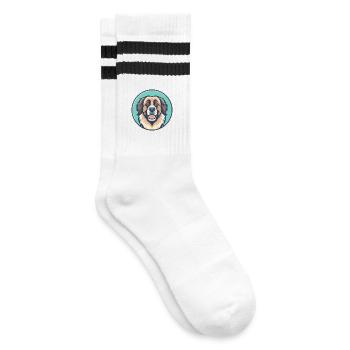 Leonberger Dog Breed Cartoon Kawaii Clipart Animal - Striped tennis socks - white/black - Right