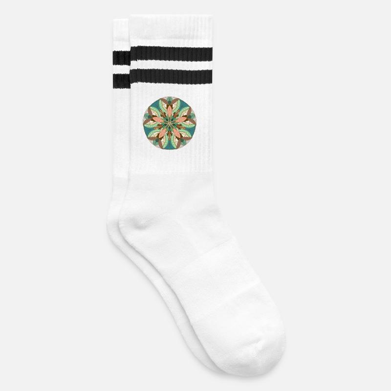 Fisch und Mond (Version II) - Gestreifte Tennissocken - Weiß/Schwarz