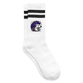 Hedgehog - Striped tennis socks - white/black - Right