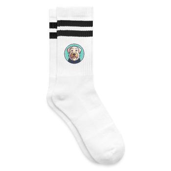Pelage doux Wheaten Terrier Chien Race Dessin animé Animal de compagnie - Chaussettes de tennis - blanc/noir - Droite