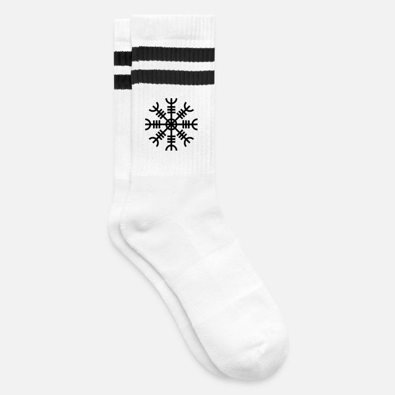 Aegishjalmur black - Striped tennis socks - white/black