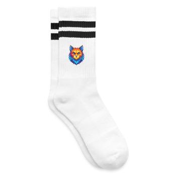 Ragamuffin Katzenrasse Cartoon Kawaii Tier Haustier - Gestreifte Tennissocken - Weiß/Schwarz - Rechts