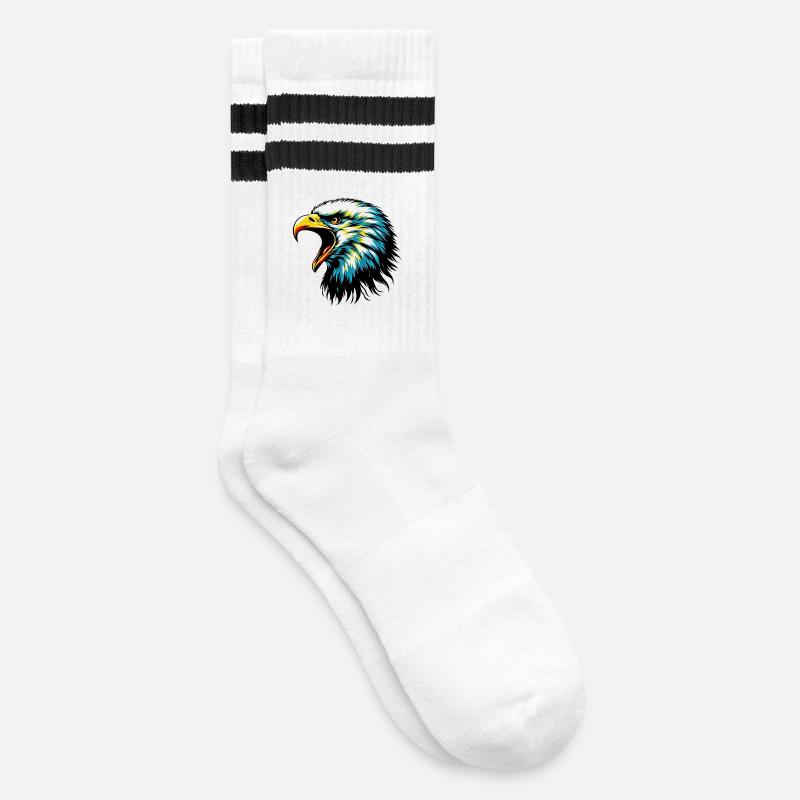 Adler - Gestreifte Tennissocken - Weiß/Schwarz