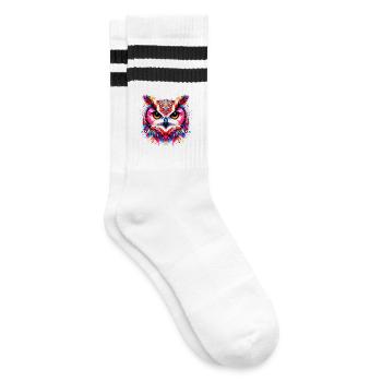 Eule - Gestreifte Tennissocken - Weiß/Schwarz - Rechts