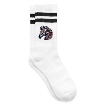Zebra - Gestreifte Tennissocken - Weiß/Schwarz - Rechts