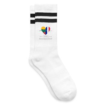 Lithuania and France 100% friendship - Striped tennis socks - white/black - Right