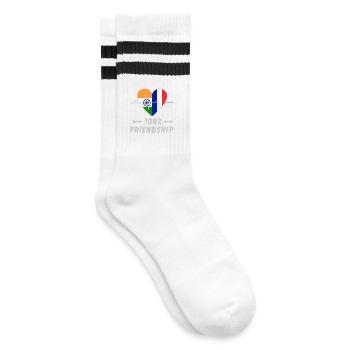 Indien und Frankreich 100% Freundschaft - Gestreifte Tennissocken - Weiß/Schwarz - Rechts