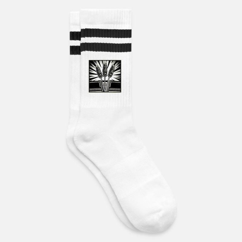 3 Ähren Getreide Weizen - Gestreifte Tennissocken - Weiß/Schwarz