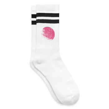 Rosa Mond - Gestreifte Tennissocken - Weiß/Schwarz - Rechts