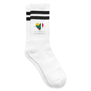 Lithuania and Italy 100% friendship - Striped tennis socks - white/black - Right