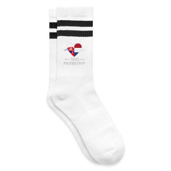 Slowakei und Niederlande 100% Freundschaft - Gestreifte Tennissocken - Weiß/Schwarz - Rechts