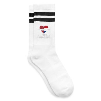 Lettland und Niederlande 100% Freundschaft - Gestreifte Tennissocken - Weiß/Schwarz - Rechts