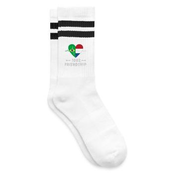 Brazil and Netherlands 100% friendship - Striped tennis socks - white/black - Right