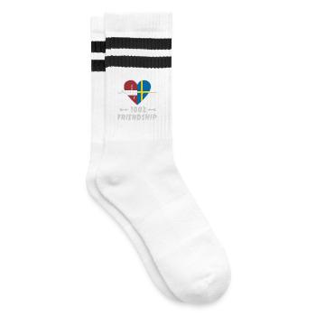 Latvia and Sweden 100% friendship - Striped tennis socks - white/black - Right